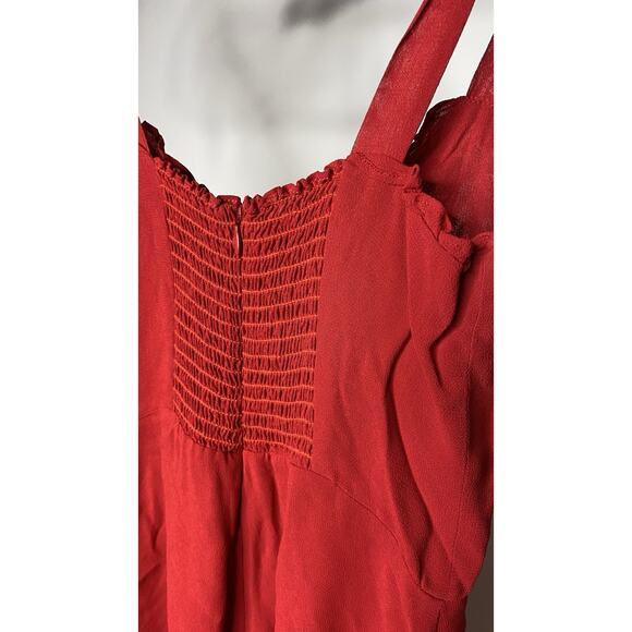 Reformation Christine Mini Dress Women's 4P Petite Red Tie Strap Ruffle Short - Picture 6 of 8